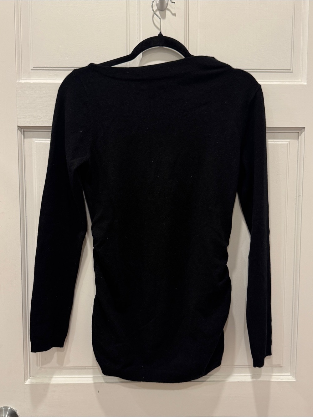 Theory 100% Cashmere Black Ruched Tunic Sweater S Asymmetric Quiet Luxury